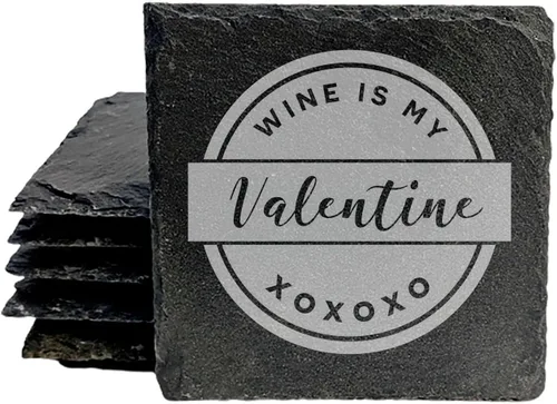 Vista 25 de Rustic Drinking Wine is My Hobby Slate Coasters Set of 8 – Round – USA Made Witty wine lover’s motto engraved on real slate coasters — “drinking
