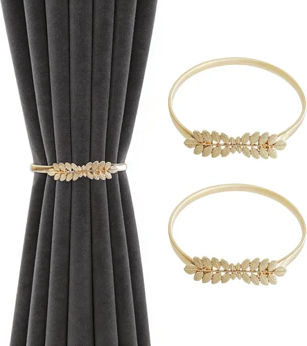 Vista 9 de 2Pcs Gold Curtain Tiebacks Shiny Metal Curtain Holdbacks with Exquisite Knot, Elegant Curtain Buckle for Living Room, Bedroom, Office Window
