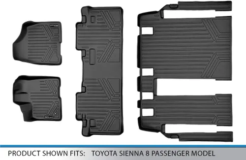 Vista 6 de MAXLINER - Juego de tapetes de piso de ajuste personalizado de 3 filas para Toyota Sienna 2011-2012