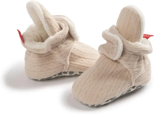 Vista 141 de Botines de forro polar para bebés, niños y niñas, pantuflas antideslizantes con agarre suave, zapatos de calcetín para recién nacidos, cuna