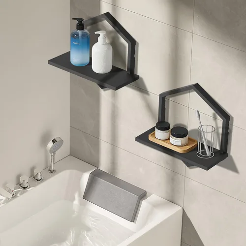 Vista 5 de KALYLOC Estantes flotantes para pared, juego de 2 estantes colgantes
