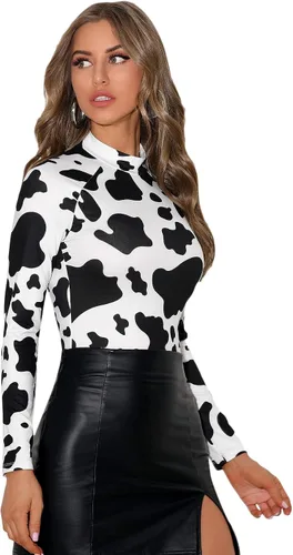 Vista 4 de SweatyRocks Enterizo básico de manga larga con cuello alto sólido para mujer