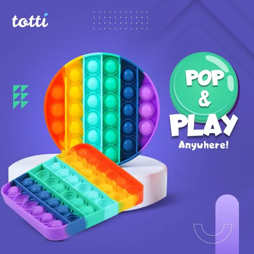Vista 3 de Totti Pop Fidget juguete satisfactorio grande Push Pop Bubble Fidget juguete sensorial alivio del estrés y la ansiedad, regalo novedoso para niños