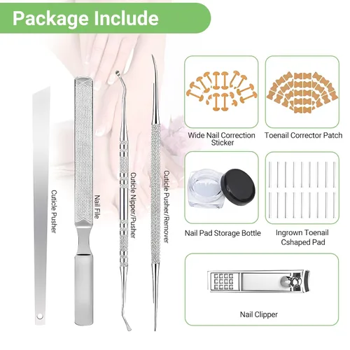 Vista 7 de Juego de corrector de uñas encarnadas con tiras correctoras, kit de herramientas profesionales para uñas de los pies, incluye tiras transpirables