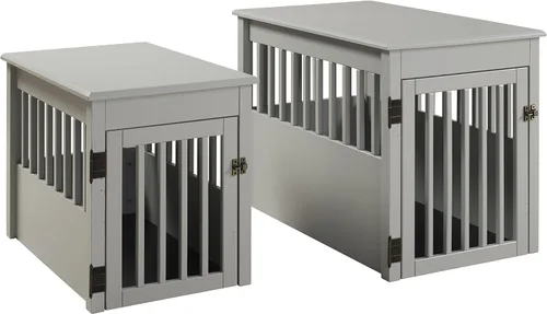 Vista 3 de BarkWood Pet Crate - Mesa auxiliar con acabado gris