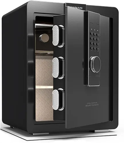 Vista 19 de Caja fuerte pequeña con llave/caja fuerte de alta seguridad/cerradura de acero segura/oficina en casa caja de almacenamiento para dinero
