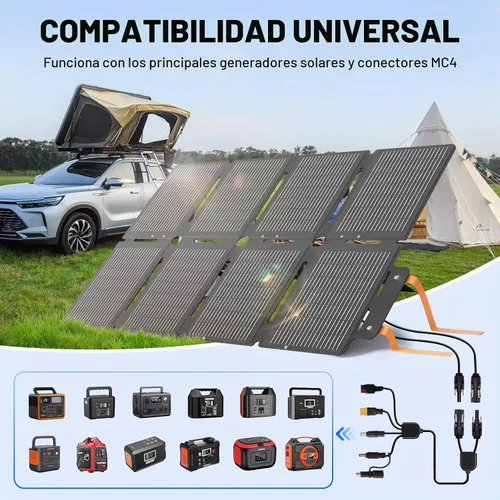 Vista 4 de SOLUPUP 100W Paneles solares plegables portátiles, impermeables IP67 para acampar, suministro de energía al aire libre, diseño compacto de 8