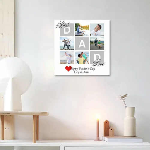 Vista 2 de LZIMU Regalos personalizados para el Día del Padre, lienzo impreso con tus fotos, lienzo personalizado para pared, regalos únicos de cumpleaños