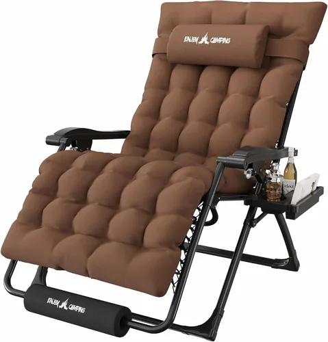 Vista 10 de Silla de gravedad cero de gran tamaño, plegable, reclinable, acolchada Rojo Extragrande