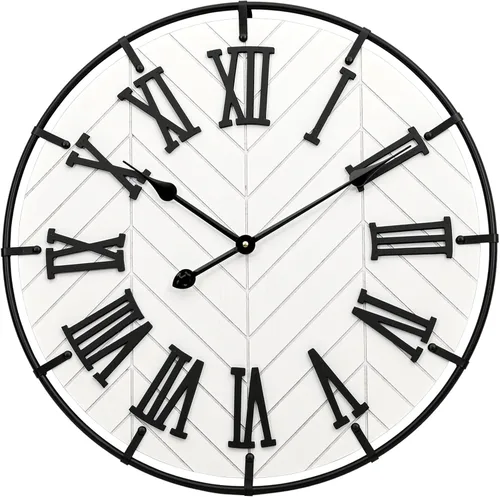 Vista 6 de EMAX HOME - Reloj de pared grande de madera – Reloj de pared extra grande de granja con números romanos 3D y empalme de espiga, reloj de pared
