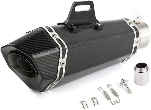 Vista 8 de Silenciador de escape de fibra de carbono de 1.5 – 2 pulgadas con DB Killer extraíble para motocicletas de calle/deporte y scooters con tubos
