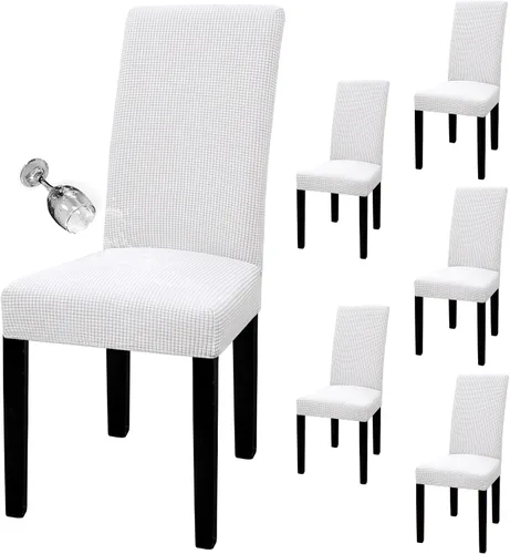 Vista 78 de Easy-Going - Juego de 2 fundas para sillas de comedor 100% impermeables, de tela Jacquard elástica, fundas protectoras removibles y lavables