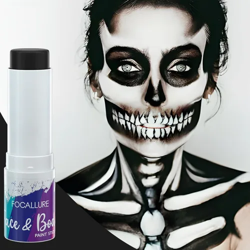 Vista 3 de FOCALLURE Barra de pintura facial y corporal, barra negra para deportes, kit de pintura facial profesional hipoalergénica, maquillaje