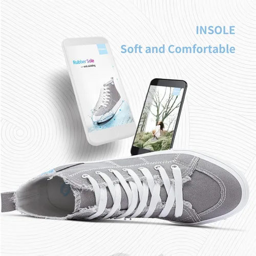 Vista 44 de Obtaom Zapatos de lona de alta calidad para mujer/hombre para jugar a media pantorrilla, zapatillas de deporte de moda casuales con cordones de alta