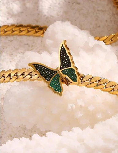 Vista 5 de Gold Butterfly Choker Necklace for Women Dainty 14" Stainless Steel Chain Party Jewelry Gifts