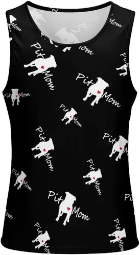 Vista 2 de Pitbull Mom Men's Tank Top Full Print Vest Casual Sleeveless Tees Workout Gym T-Shirts