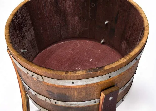 Vista 3 de 1/2 Wine Oak barrel planter With Legs/Handmade