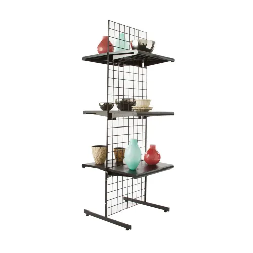 Vista 2 de Torre de pared en rejilla con base en T de 2 pulgadas X 6 pulgadas, 2 unidades, negro