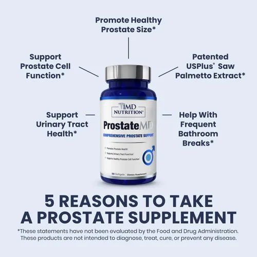 Vista 2 de 1MD Nutrition ProstateMD - Suplemento de apoyo para la próstata Saw Palmetto - Soporte para el tracto urinario y los impulsos frecuentes del baño