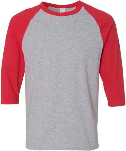 Vista 8 de Gildan Camiseta raglán 3/4 de algodón pesado para adultos, estilo G5700, paquete de 2 Azul/Blanco