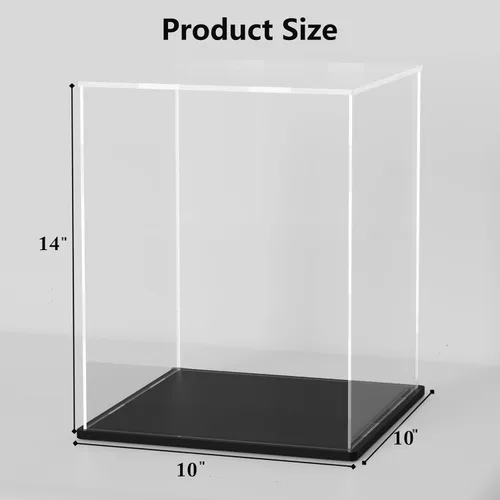 Vista 5 de SVENJBB vitrina acrílica, cajas de acrílico de cubo de 10 x 10 x 14 pulgadas para exhibición, vitrinas transparentes con base negra mate y tapa