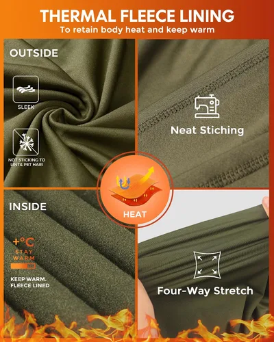 Vista 4 de CL convallaria Conjunto de ropa interior térmica para hombre con bragueta, capa base larga para invierno, equipo de caza, parte superior e inferior