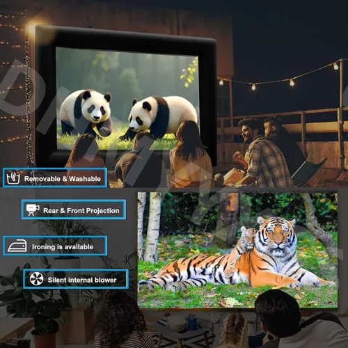 Vista 3 de Pantalla de cine inflable, pantalla de cine inflable para exteriores, para fiestas de cine en el patio trasero al aire libre con soplador de aire