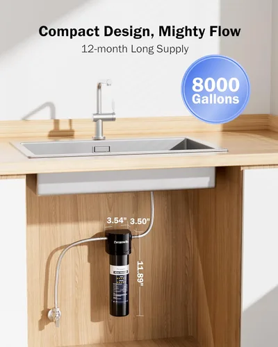 Vista 6 de Dreamwills DS10 - Sistema de filtro de agua para debajo del fregadero, filtración de grifo de cocina de conexión directa de 1.3 GPM, instalación sin