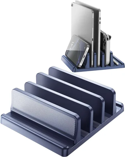 Vista 12 de EAXBUX Soporte vertical 4 en 1 para laptop, Soporte ajustable de plástico ABS para gestión de escritorio, Base para notebook, Soporte vertical
