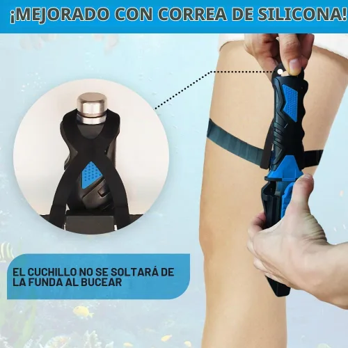 Vista 2 de Comfecto Cuchillo de buceo con funda y correa para la pierna
