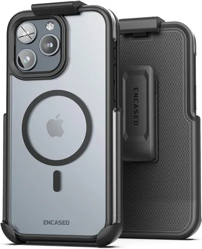 Vista 15 de Encased MAG - Funda para cinturón diseñada para iPhone 15 con clip de funda, tecnología protectora AirGuard (negro/transparente) compatible