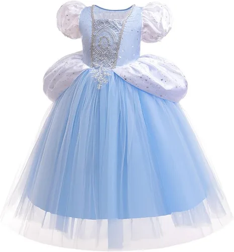 Vista 14 de Vestido de cumpleaños de princesa Cenicienta para niñas, disfraz de Halloween, concurso de Navidad, fiesta de baile con accesorios