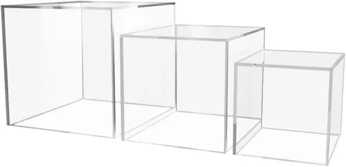 Vista 11 de Marketing Holders Soportes de exhibición de acrílico de 2 pulgadas a 8 pulgadas de alto, 7 piezas de plástico transparente para encimera, pedestal