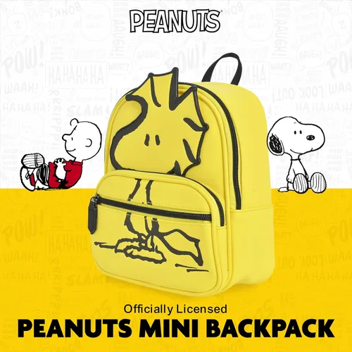 Vista 2 de Mini mochila Peanuts, bolsa de viaje pequeña para hombres y mujeres Woodstock