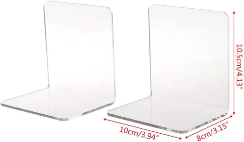 Vista 9 de 2 soportes para libros, sujetalibros de acrílico transparente, soportes antideslizantes para libros, películas, CDs, videojuegos