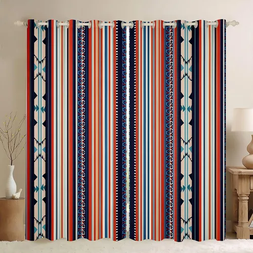 Vista 21 de Cortinas opacas estilo bohemio occidental de 76 x 45 pulgadas, cortinas y cortinas de atrapasueños de vaca, cortinas del suroeste, cortinas de Multi