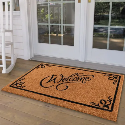 Vista 35 de LuxUrux Alfombra de Fibra de Coco de Bienvenida - Respaldo Extra Resistente, 17'' x 30'' Alfombra Natural para Puerta - Fácil de Limpiar, Hermoso