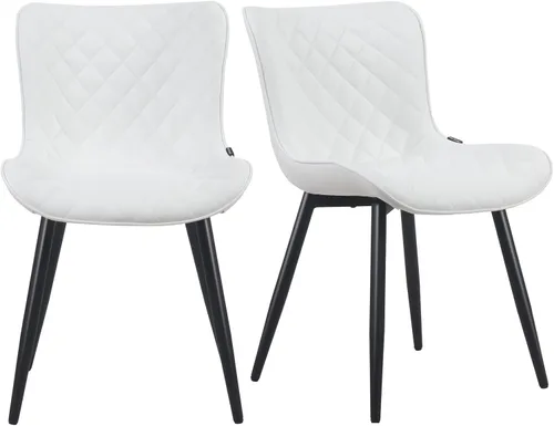 Vista 9 de YOUTASTE Juego de 2 sillas de comedor negras tapizadas de piel sintética con respaldo y patas de metal, sillas de cocina modernas de mediados