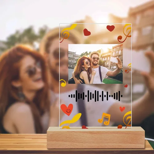 Vista 11 de Placa de arte musical personalizada con luz nocturna escaneable, cubierta de álbum de fotos, lámpara LED, regalo personalizado para el día