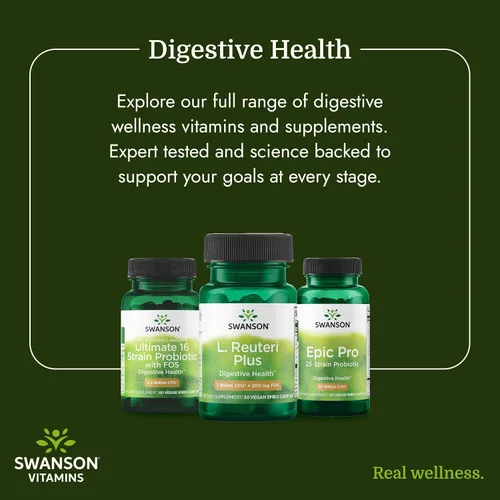 Vista 6 de Swanson L. Reuteri Probiótico Plus con L. Rhamnosus, L. Acidophilus y FOS Prebiótico Apoyo Digestivo - Promueve la Salud Intestinal con 7 mil