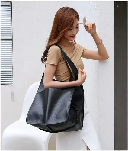 Vista 5 de ZOSIVEB Bolso de mano grande, bolso de mano de piel sintética, bolso de hombro, bolso cruzado suave, bolso de viaje de gran