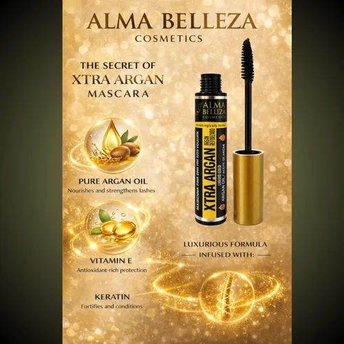 Vista 5 de 2 pestañas de rímel negras Alma Belleza XTRA ARGAN OIL, más volumen e impermeables