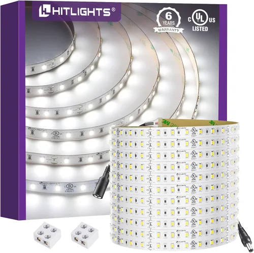 Vista 10 de HitLights Tira de luces LED de 24 V, color blanco cálido, 2700 K, cinta cortable de 26.2 pies, PCB de 3 onzas, certificación UL, 1325 lúmenes/m