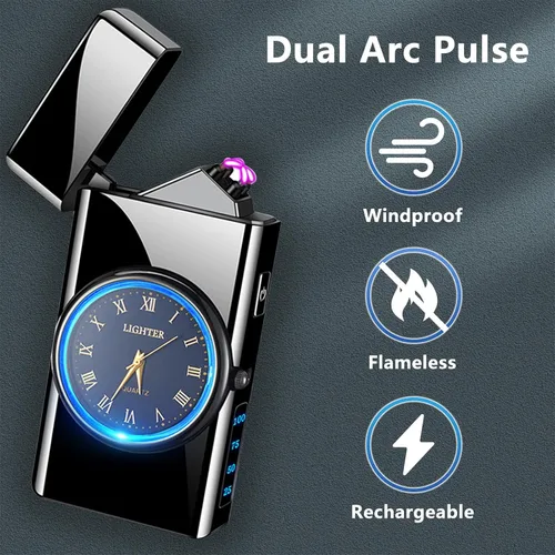 Vista 4 de Encendedor Eléctrico - Encendedor de Doble Arco USB Recargable, sin Llama, Resistente al Viento con Indicación LED de Batería para Velas, Acampada