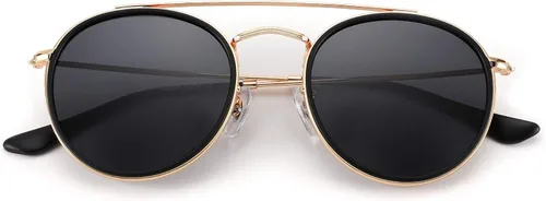 Vista 6 de Pro Acme Double Bridge Round Polarized Sunglasses for Women Men Retro UV400 Protection Retro Circle Sun Glasses