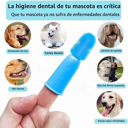 Vista 4 de Cepillo de dientes para perros 360 ° Cepillo de dientes para mascotas Cepillo de dientes de dedo de 360 ° Perros medianos y grandes
