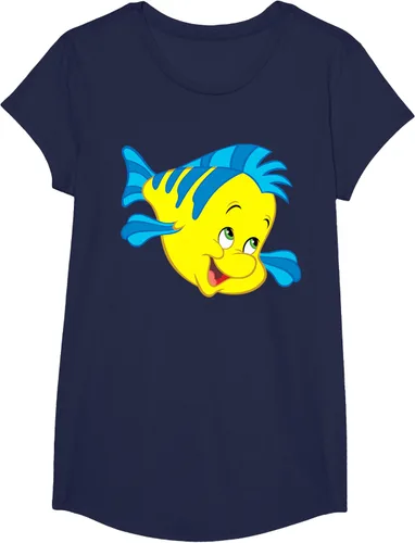 Vista 73 de Disney Camiseta de disfraz de cara grande de la Sirenita Flounder Sidekick