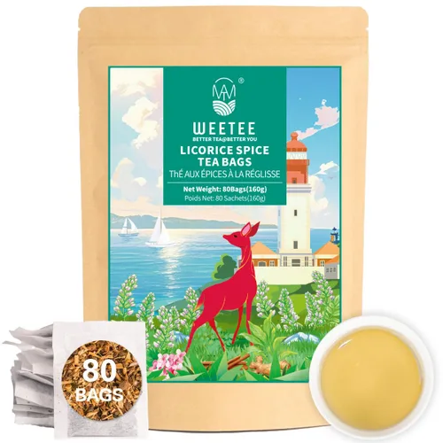 Vista 31 de WT WEETEE Bolsas de té de hierbas de manzana y canela, 60 unidades, mezcla perfecta de canela dulce, hibisco agrio, sabor natural, sin cafeína