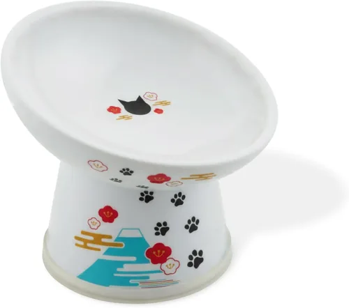 Vista 22 de Tazón elevado de comida para gatos Necoichi – Tazón elevado de cerámica para gatos para fatiga de bigotes y cuello, apto para lavavajillas