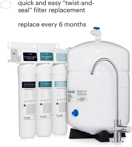 Vista 4 de Brondell Juego de filtros de repuesto de ósmosis inversa para sistema de filtración de agua Capella RO, carbón activado Plus y filtros de bloque